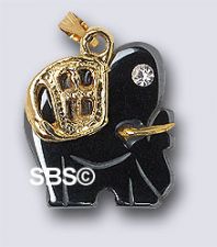 Hematite Elephant 16x17 (gold plated cap)