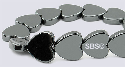 Magnetic Hematite Beads 10mm Flat Heart AAA Grade