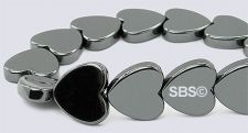 Magnetic Hematite Beads 10mm Flat Heart AAA Grade