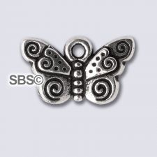 TierraCast Spiral Butterfly Charm "Silver Antique"