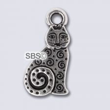 TierraCast Spiral Cat Charm "Silver Antique"