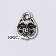 TierraCast Kitty Face Charm "Silver Antique"