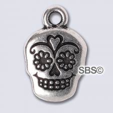 TierraCast Sugar Skull Charm "Silver Antique"
