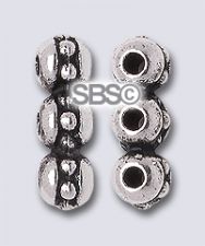 TierraCast Beaded 3-Hole Bar "Silver Antique"