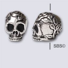 TierraCast Rose Skull "Silver Antique"