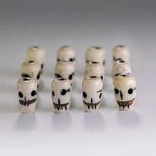 Bone 9mm x 14mm Carved Skull Beads (12)