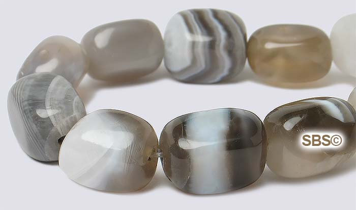 Botswana Agate 8x12 Polished Nugget Gemstone Beads