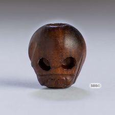 Wood 12mm x 13mm Carved Skull Beads (1)