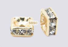 Square Crystal Rhinestone Rondels 4.5mm Gold (1)