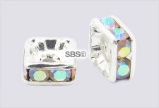 Square Crystal Rhinestone Rondels 4.5mm Silver AB (1)
