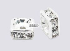 Square Crystal Rhinestone Rondels 4.5mm Silver (1)