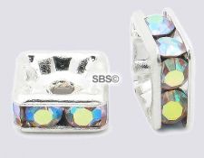 Square Crystal Rhinestone Rondels 6mm Silver AB (1)