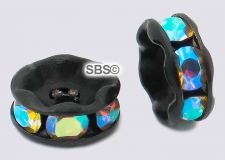 Crystal Rhinestone Rondels 6mm Black AB (1)