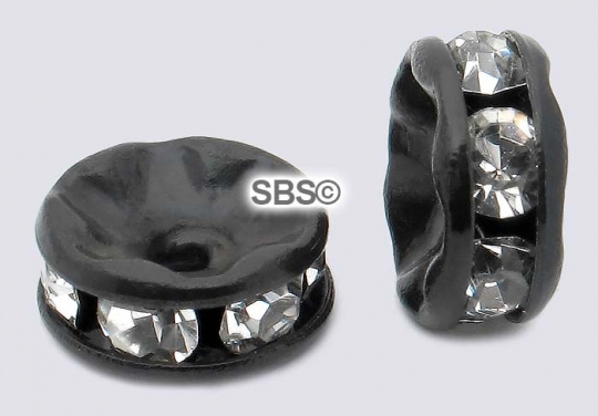 Crystal Rhinestone Rondels 6mm Black (1)