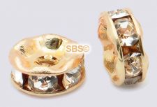 Crystal Rhinestone Rondels 6mm Gold (1)