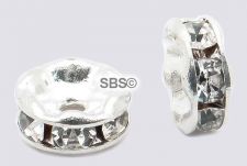 Crystal Rhinestone Rondels 6mm Silver (1)