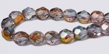 Fire polished 6mm Round Beads - Amethyst Blue / Crystal