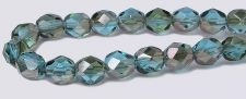 Fire polished 6mm Round Beads - Aqua/Celsian