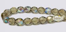 Fire polished 6mm Round Beads - Black Diamond AB