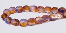 Fire polished 6mm Round Beads - Cantaloupe Grape / Dual Coated