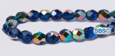 Fire polished 6mm Round Beads - Capri/Vitrail
