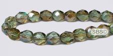 Fire polished 6mm Round Beads - Chrysolite / Celsian