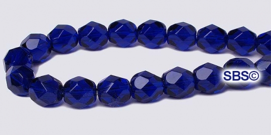 Fire polished 6mm Round Beads - Cobalt