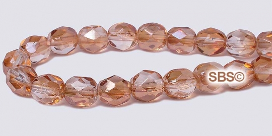 Fire polished 6mm Round Beads - Crystal/Celsian