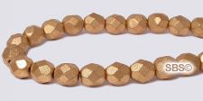 Fire polished 6mm Round Beads - Flaxen Metallic / Matte
