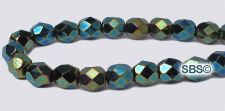 Fire polished 6mm Round Beads - Green Iris