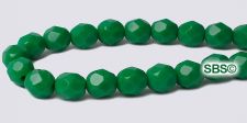 Fire polished 6mm Round Beads - Green / Opaque