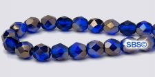 Fire polished 6mm Round Beads - Sapphire Valentinite