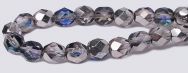 Fire polished 6mm Round Beads - Silver Blue / Crystal