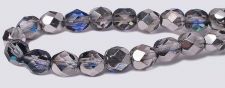 Fire polished 6mm Round Beads - Silver Blue / Crystal