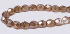 Fire polished 6mm Round Beads - Smoky Topaz Luster