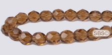 Fire polished 6mm Round Beads - Smoky Topaz