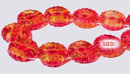 Czech Glass Beads - 12mm 2-Hole Sunflowers