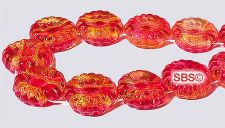 Czech 12mm 2-Hole Beads - Fuchsia / Lemon