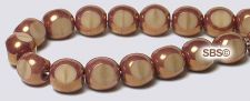 6mm 3-sided Window Beads - Beige / Copper