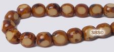 6mm 3-sided Window Beads - Beige Opaque