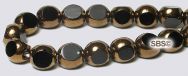 6mm 3-sided Window Beads - Jet / Bronze