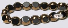 6mm 3-sided Window Beads - Jet / Bronze