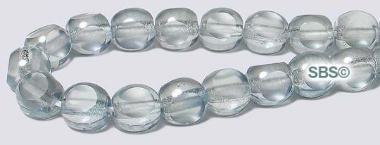 6mm 3-sided Window Beads - Lt. Sapphire / Luster