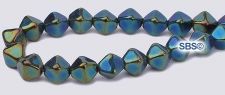 Czech 6x6 Diamond Beads - Green Iris