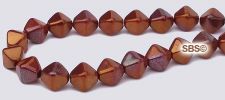 Czech 6x6 Diamond Beads - Red Opaque Bronze / Luster