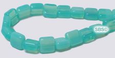 Czech 6mm Flat Square Beads - Milky Peridot