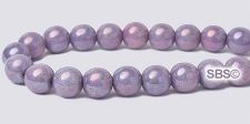 100 Czech 6mm Pressed Glass Round Beads Opaque Amethyst Luster (15726P)