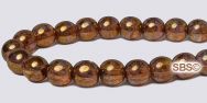 Czech 6mm Round Beads - Golden Smoked Topaz Luster
