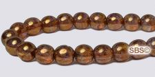 Czech 6mm Round Beads - Golden Smoked Topaz Luster
