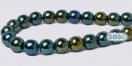 Czech 6mm Round Beads - Green Iris
